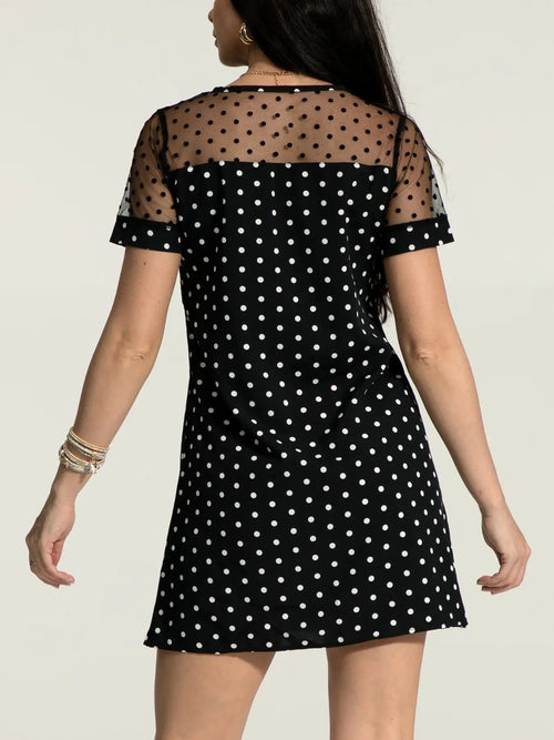 IZURIA Polka Dot Short Sleeve Mini Dress