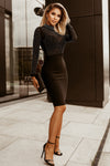 Rhinestone Mock Neck Long Sleeve Dress