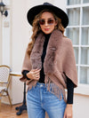 Open Front Fringe Hem Poncho