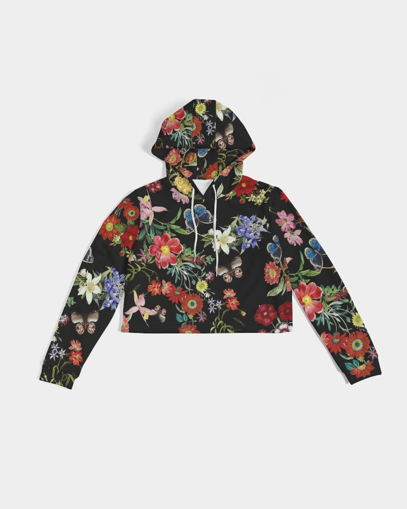 Floral Butterfly Cropped Hoodie