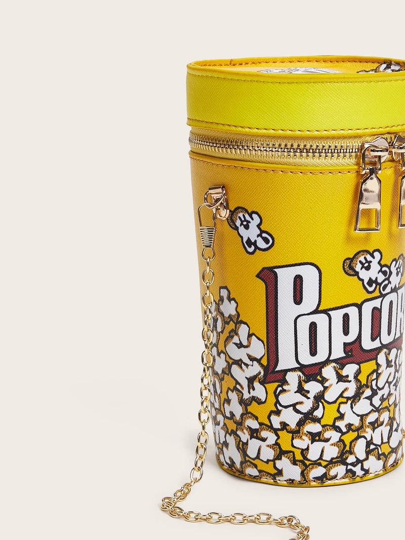 Mini Popcorn Bucket Design Chain Crossbody Bag