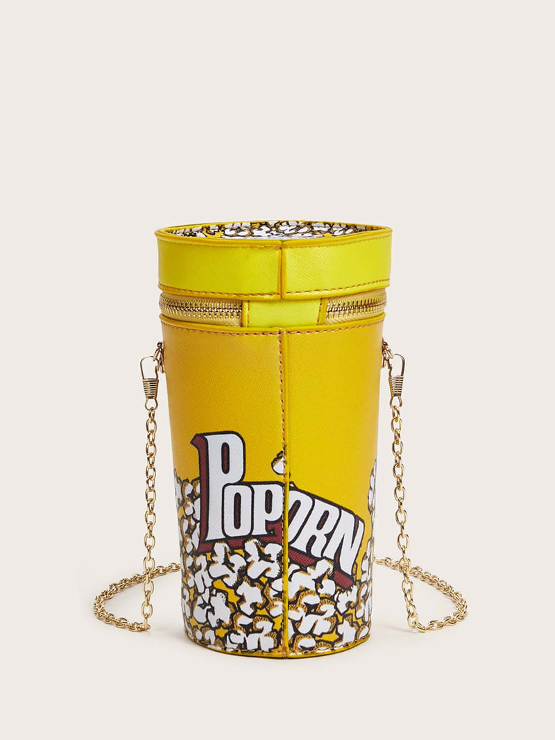 Mini Popcorn Bucket Design Chain Crossbody Bag