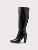 Point Toe Zipper Side Chunky Heeled Classic Boots