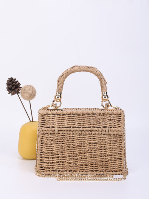 Mini Turn Lock Chain Straw Bag