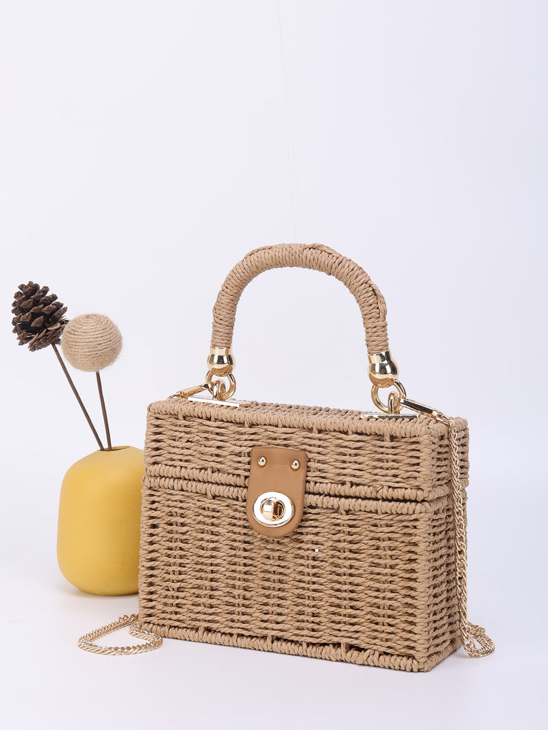 Mini Turn Lock Chain Straw Bag