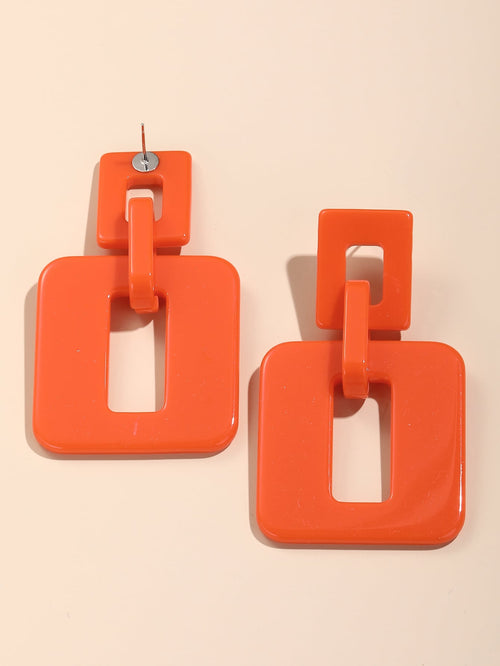 Hollow Out Square Drop Earrings