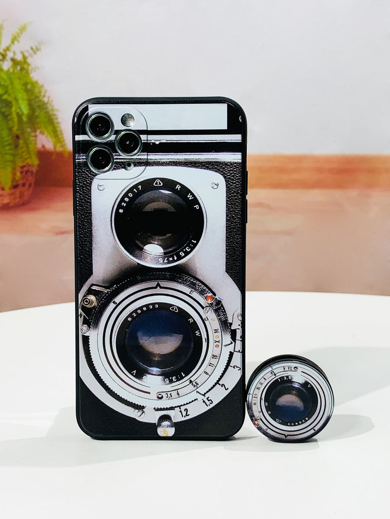 Camera Design Phone Case With Stand Out Phone Grip