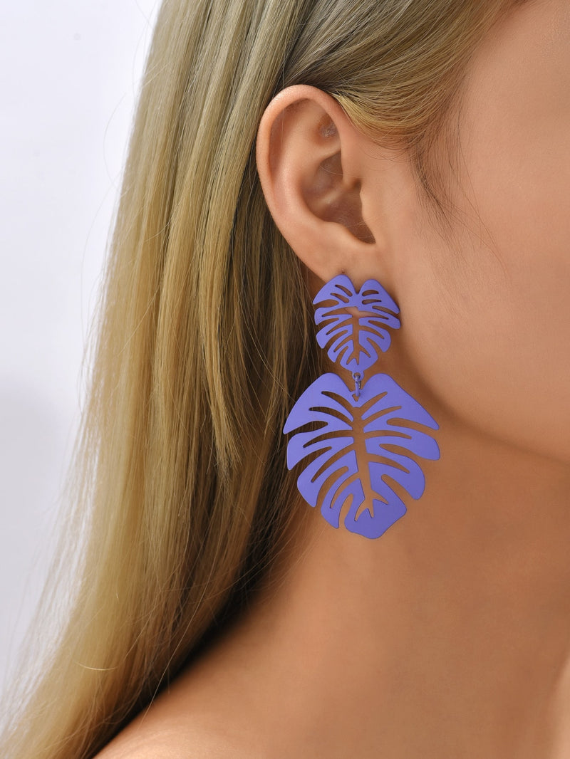 Solid Leaf Drop Earrings