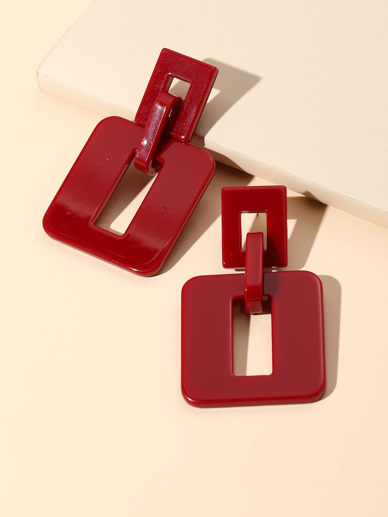 Hollow Out Square Drop Earrings