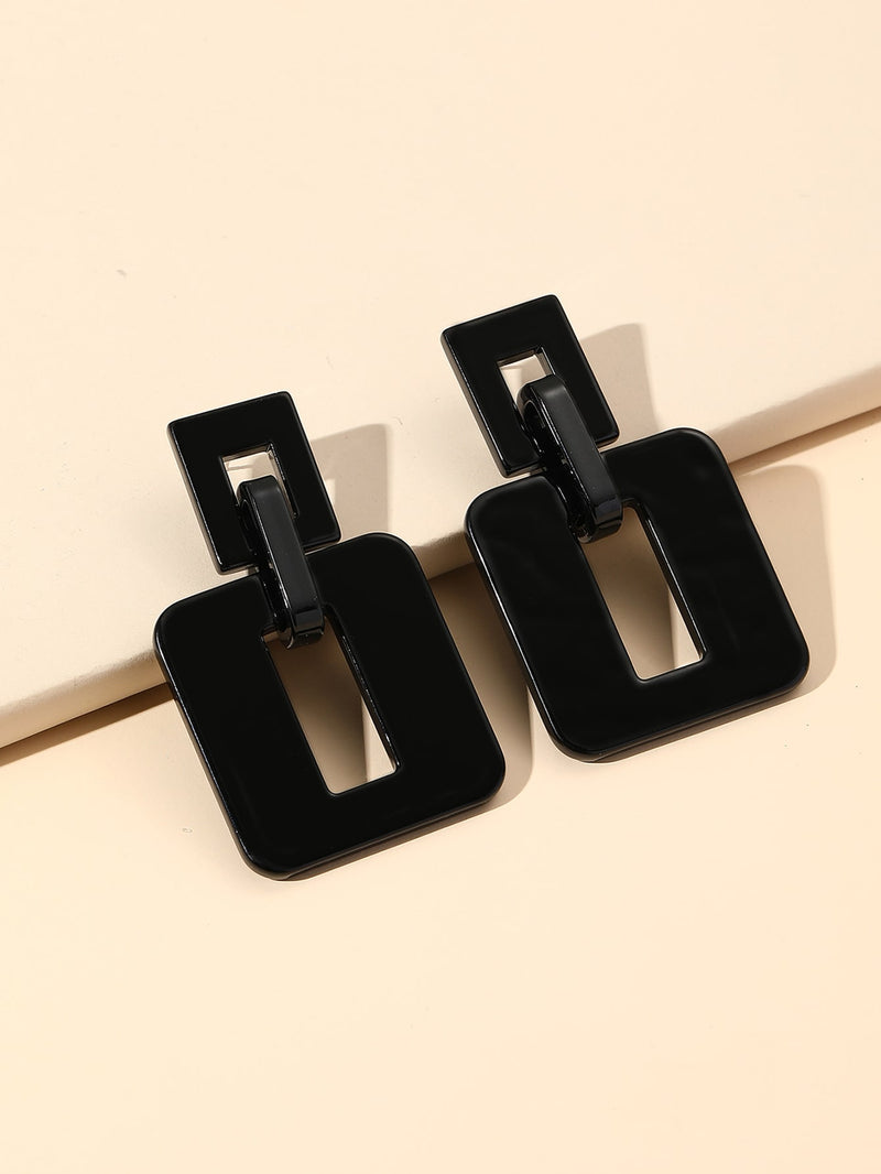 Hollow Out Square Drop Earrings