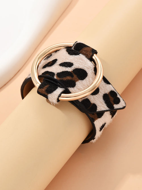 Leopard Pattern Ring Decor Bracelet