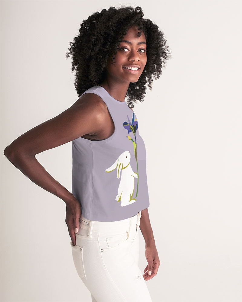 Bunny and Flowers Women's Cropped Tank