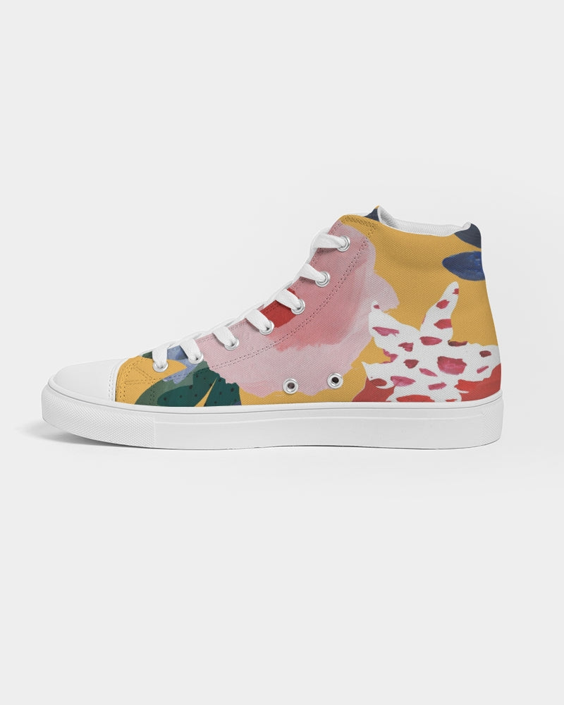 Summer Flower painting High top Canvas Shoe