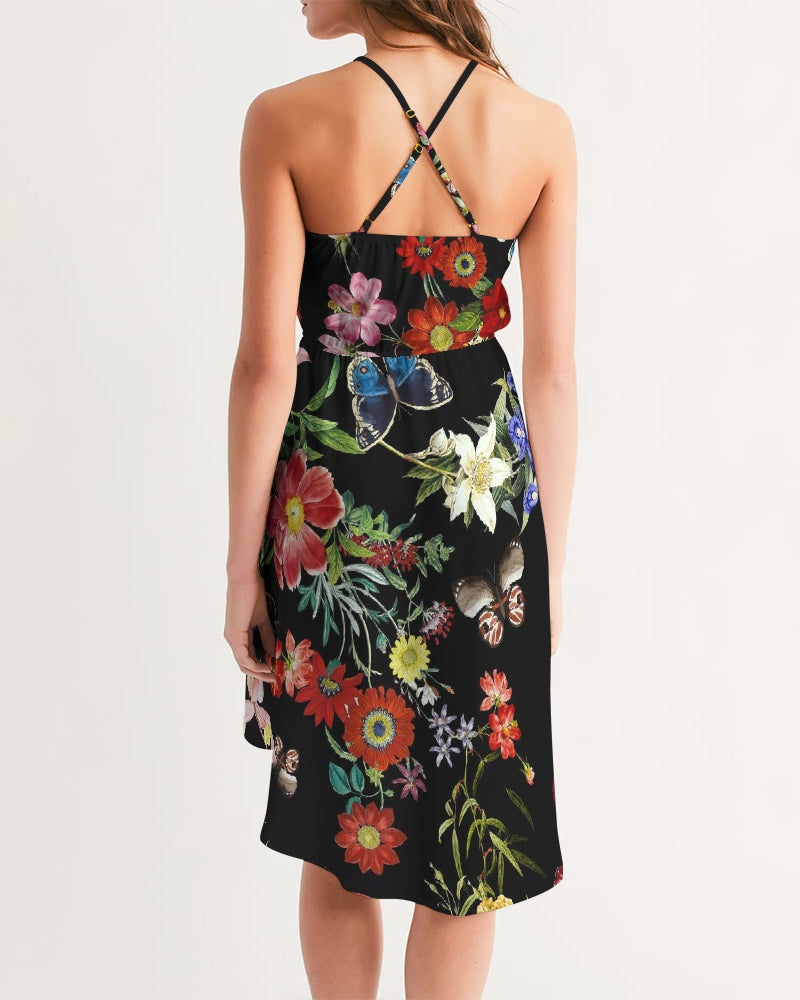 Floral Butterfly Low Halter Dress