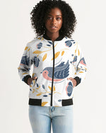 Floral Birds White Bomber Jacket