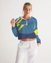 Abstract Blue Women's Cropped Windbreaker