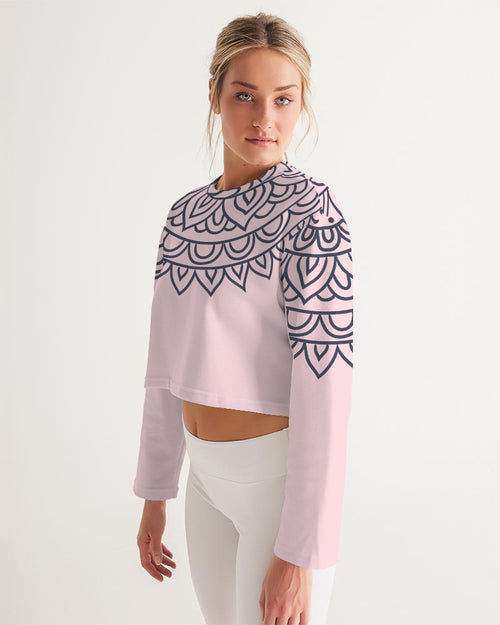 Abstract  Soft Pink Cropped Sweatshirt