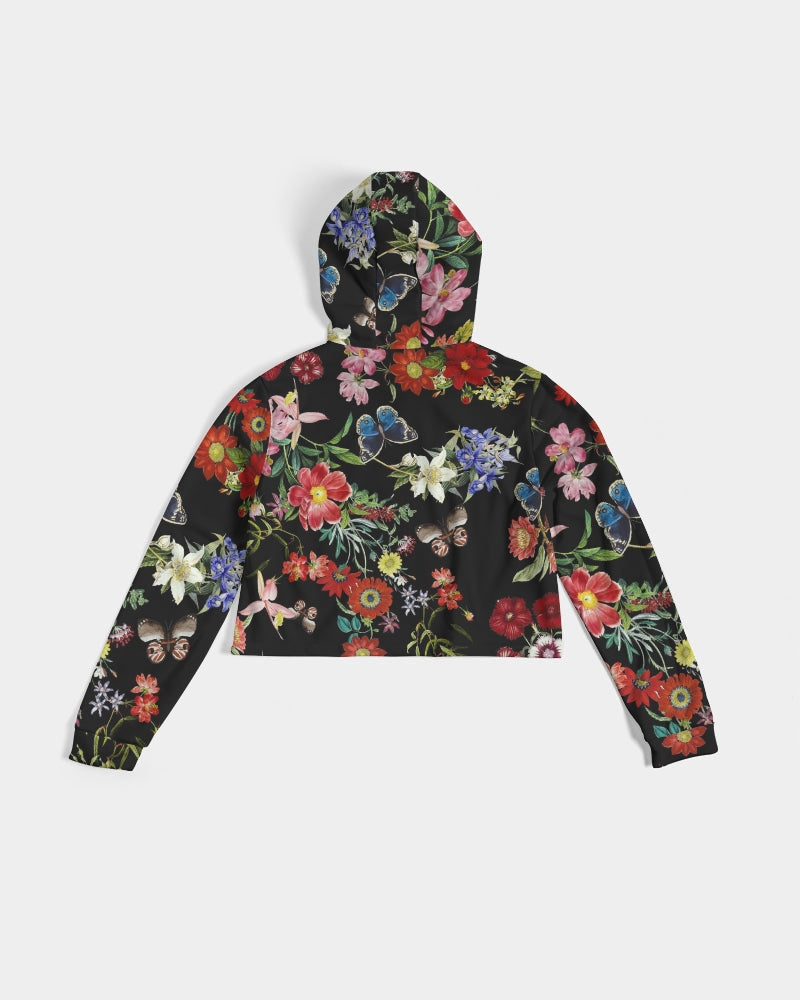 Floral Butterfly Cropped Hoodie