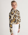 Retro Animal Print Cropped Hoodie