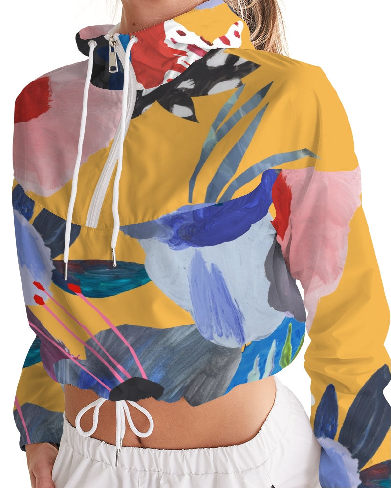 Floral Acrylic Cropped Windbreaker