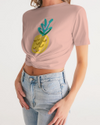 POP elements on pink Women's Twist-Front Cropped Tee