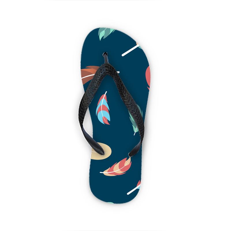 Floral Feather Flip Flops