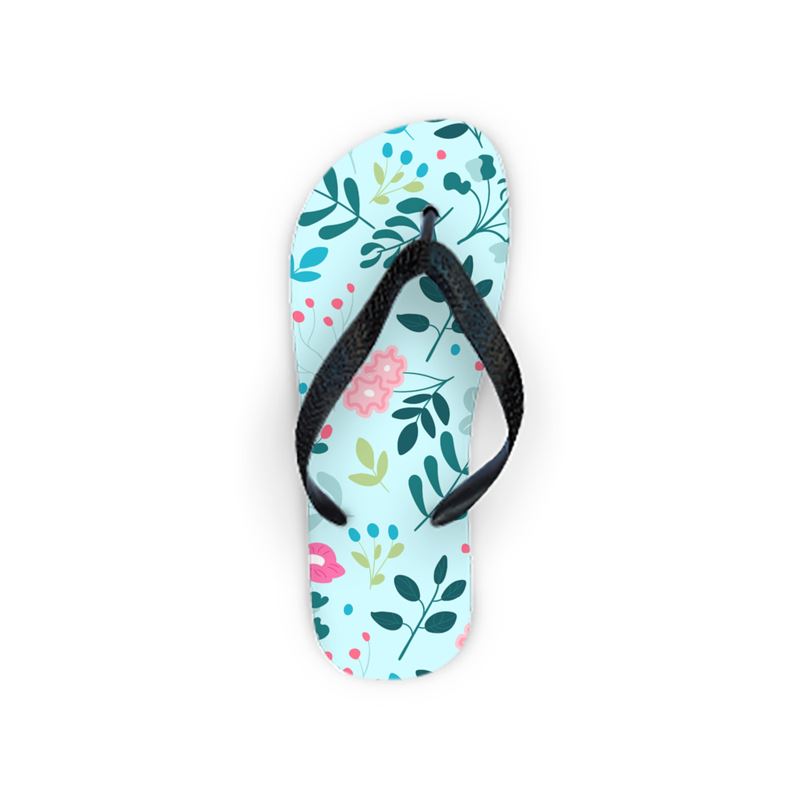 Floral Blue Flip Flops