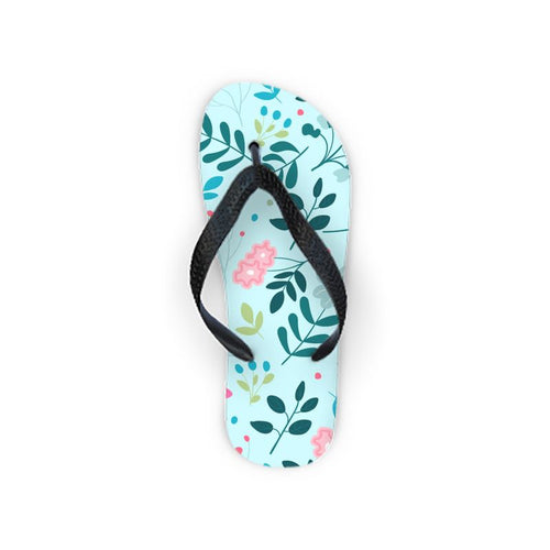 Floral Blue Flip Flops