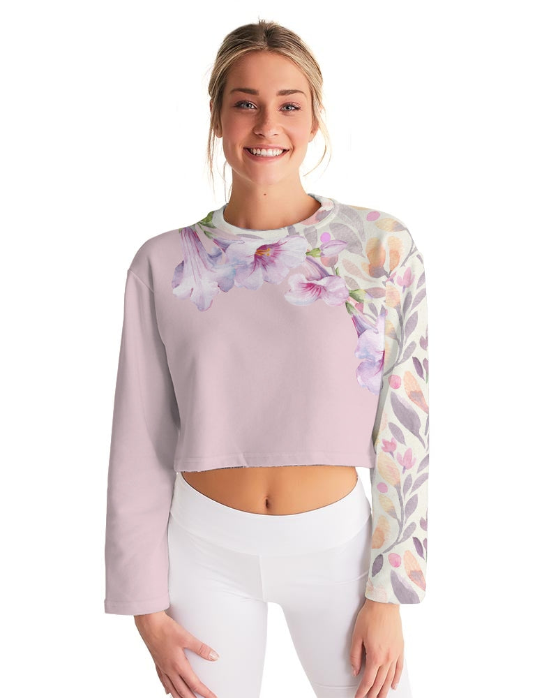 Floral  Watercolor  Cropped Sweatshirt