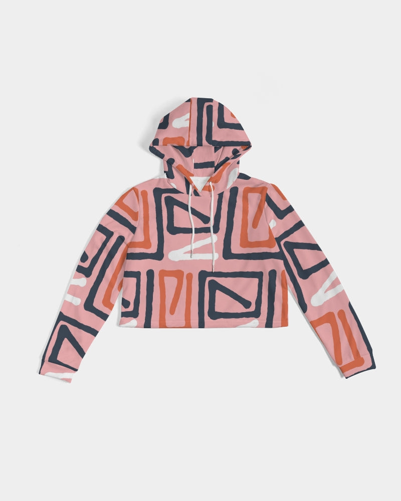 Abstract  pink Cropped Hoodie