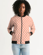 Retro Peach Polka Dot  Bomber Jacket