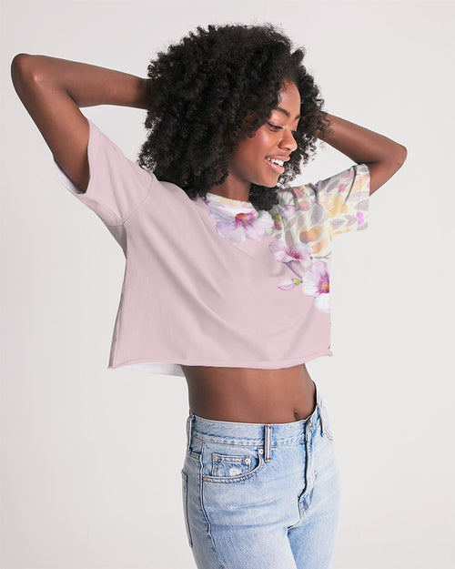 Summer Purple watercolor  Cropped Tee