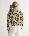 Retro Animal Print Cropped Hoodie