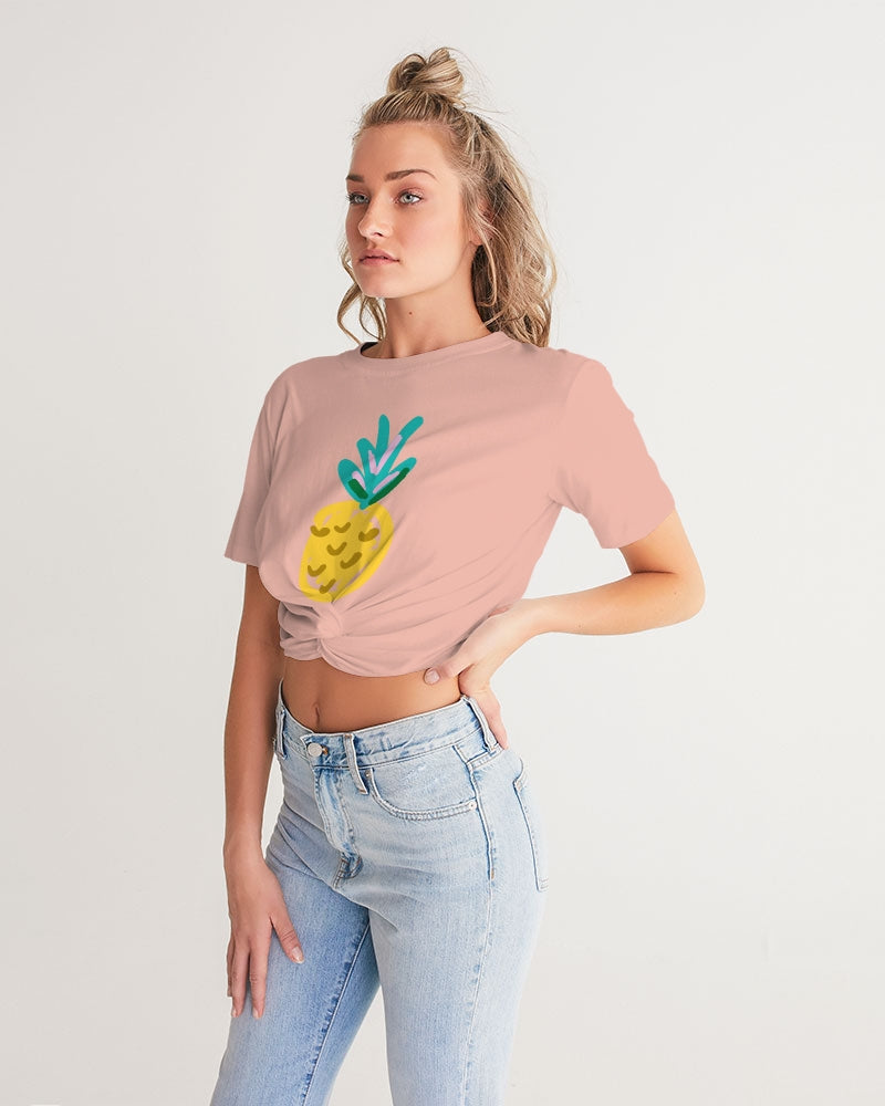 POP elements on pink Women's Twist-Front Cropped Tee