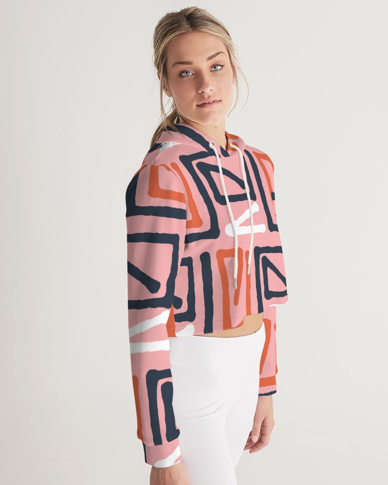 Abstract  pink Cropped Hoodie