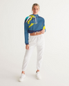 Abstract Blue Women's Cropped Windbreaker