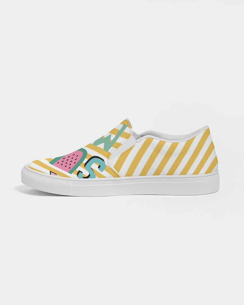 Summer Bright yellow strips Canvas Shoe