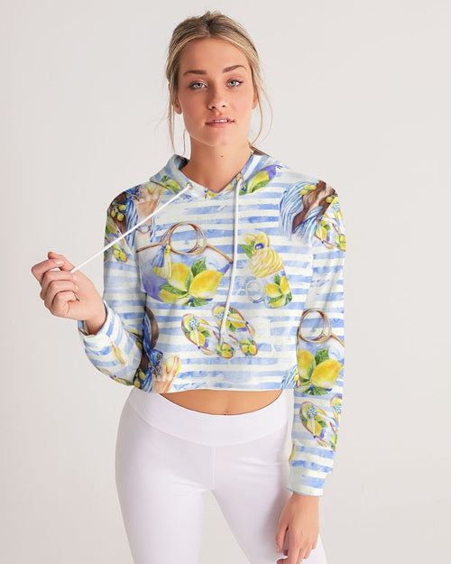 Summer Lemons Cropped Hoodie