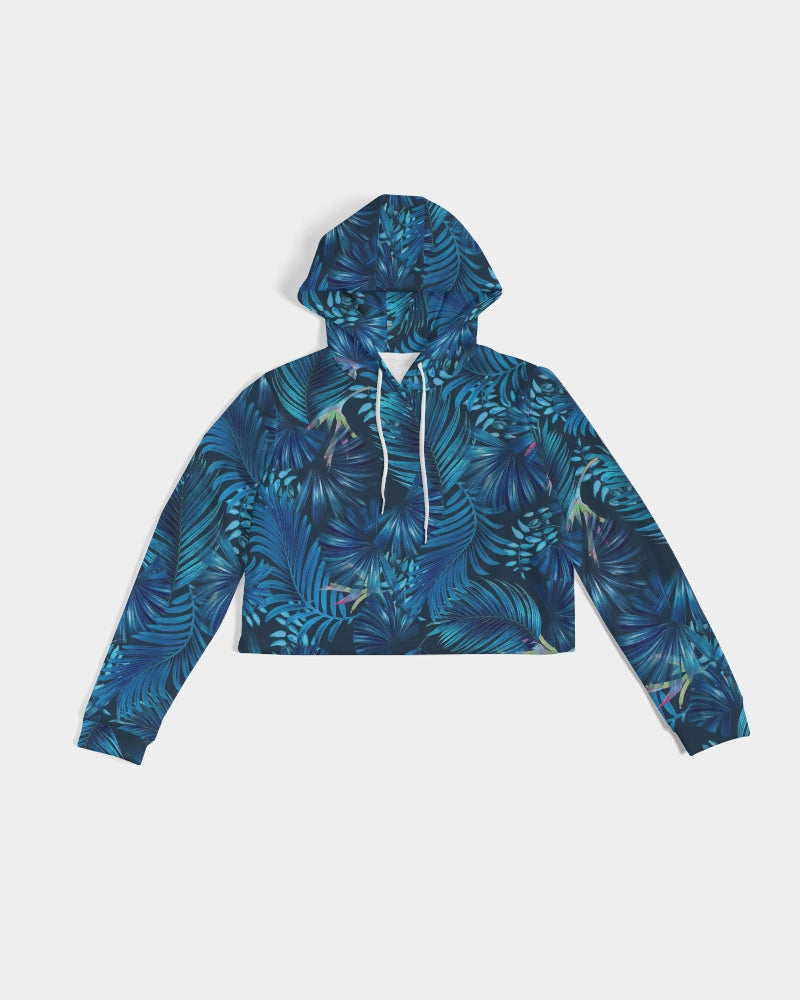 Floral  blue  Cropped Hoodie