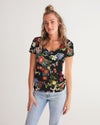 Floral Butterfly V-Neck Tee