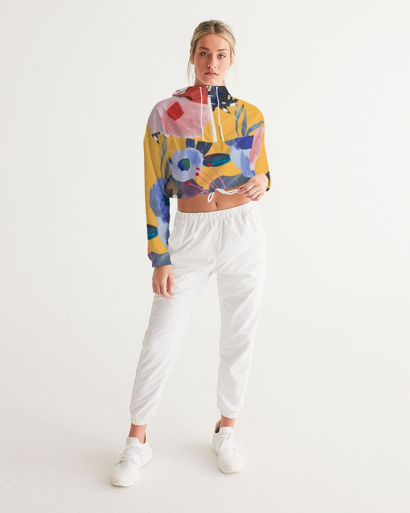 Floral Acrylic Cropped Windbreaker