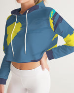 Abstract Blue Women's Cropped Hoodie