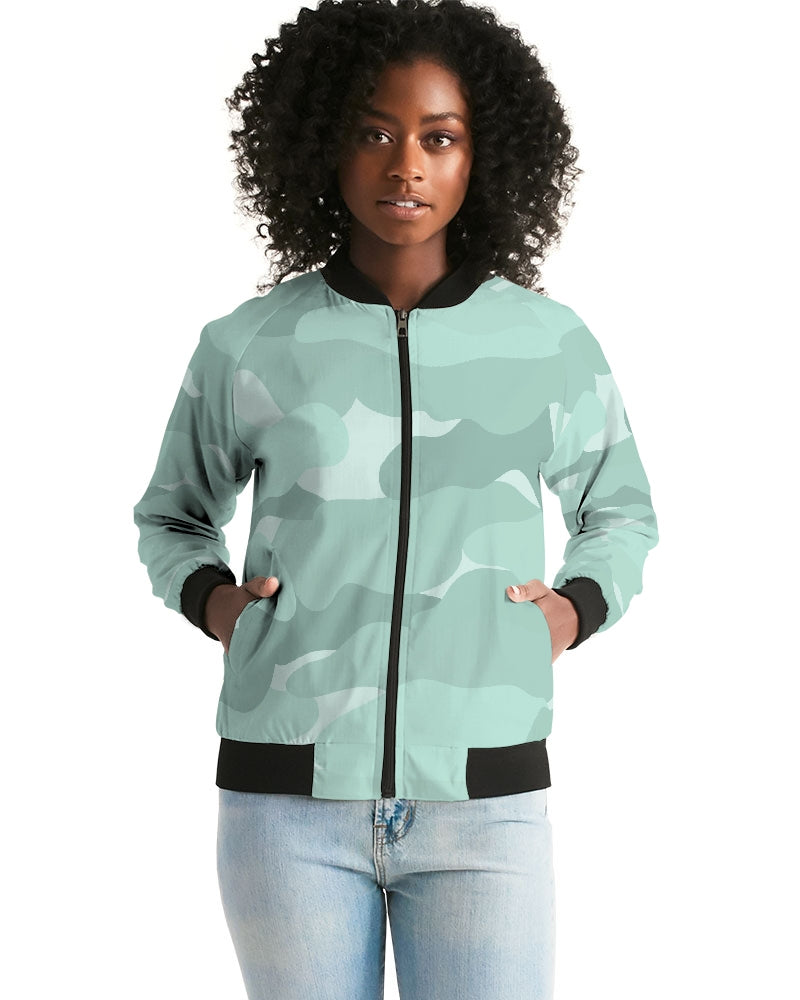 Green Camouflage Women's Bomber Jacket