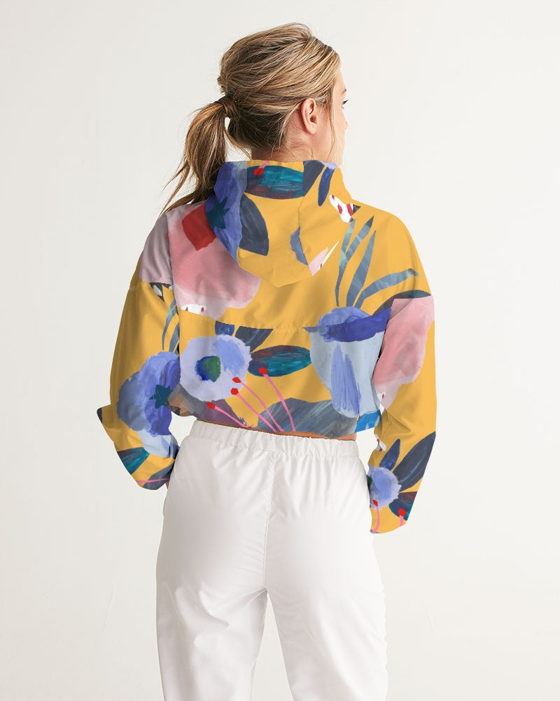 Floral Acrylic Cropped Windbreaker