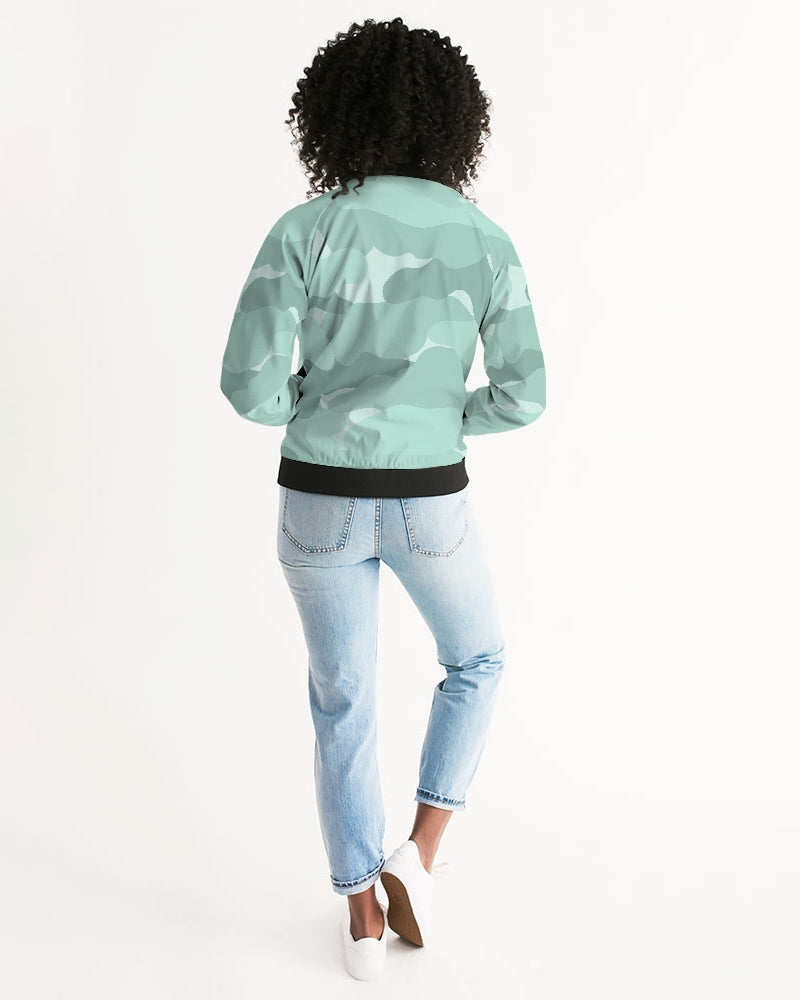 Green Camouflage Women's Bomber Jacket