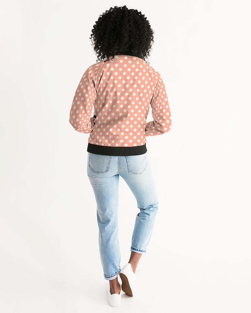 Retro Peach Polka Dot  Bomber Jacket