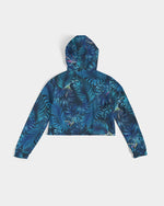 Floral  blue  Cropped Hoodie