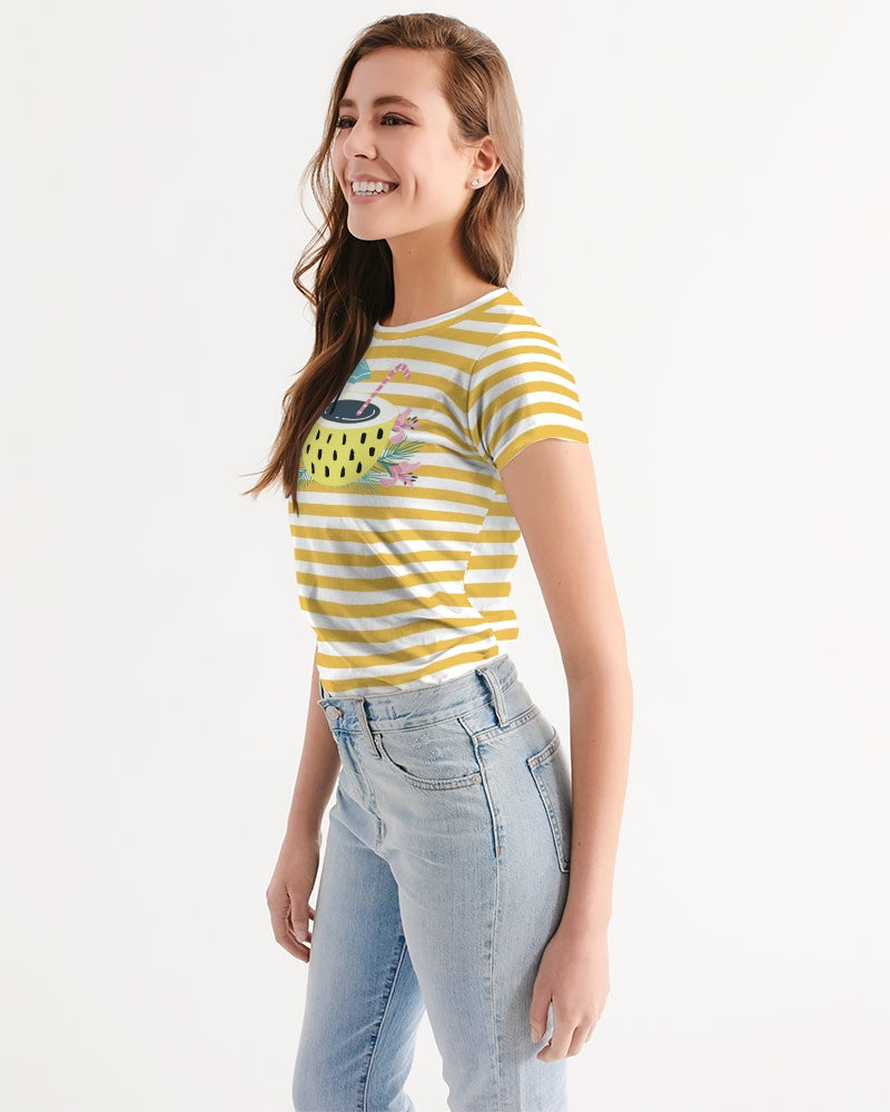 Summer Bright yellow strips Tee