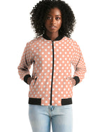 Retro Peach Polka Dot  Bomber Jacket