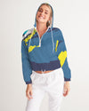 Abstract Blue Women's Cropped Windbreaker